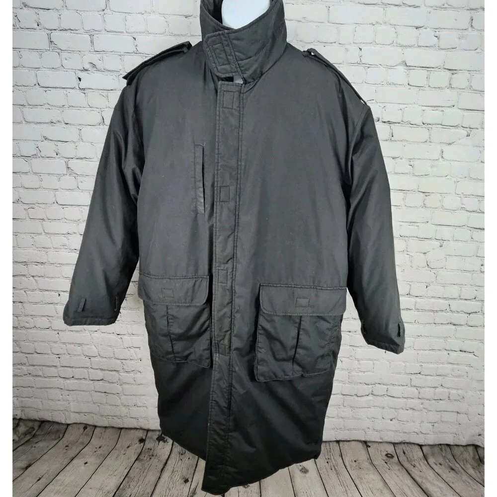 VTG J.J. Cochran Black Duck Down Feather Pocket Long Coat Parka Large 42-44